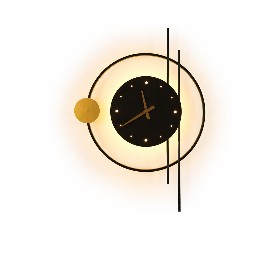 Настінний світильник годинник чорний з золотом Led 6.5W 3000K-6000K Black+Gold Clock 260235-100007340