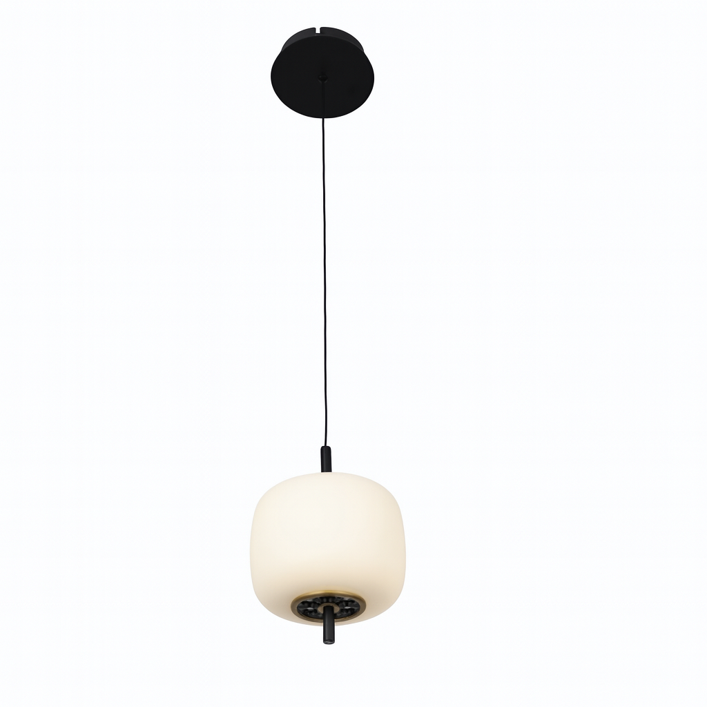 Підвісний світильник молочний D-18 cm Led 10W 4000K Milk+Black Bead 251036-100006450