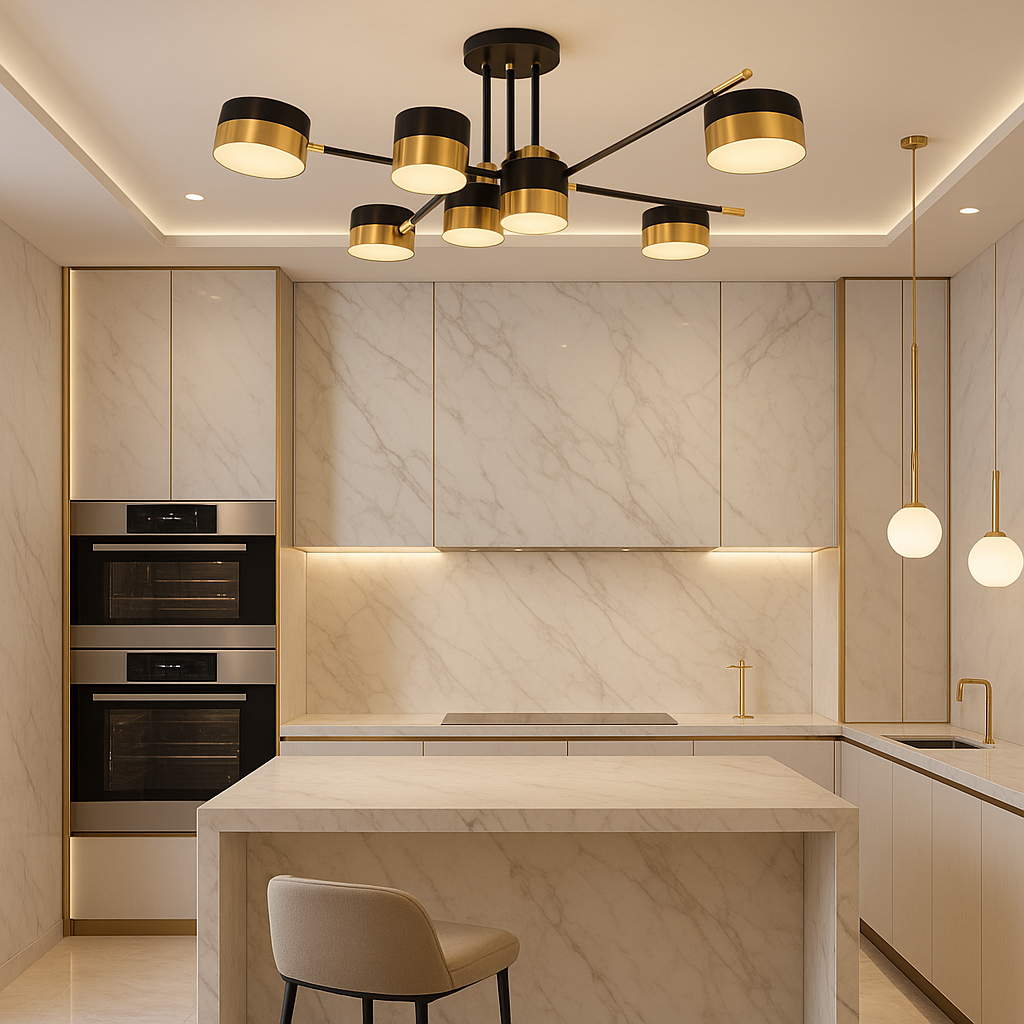 Люстра чорна з золотом L-75 cm H-25 cm Led 52W Gold+Black Satellite 230747-100002378