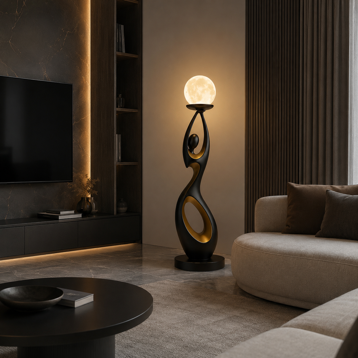 Торшер чорний з золотим H-83 cm Black+Gold Muse 260658-100008238