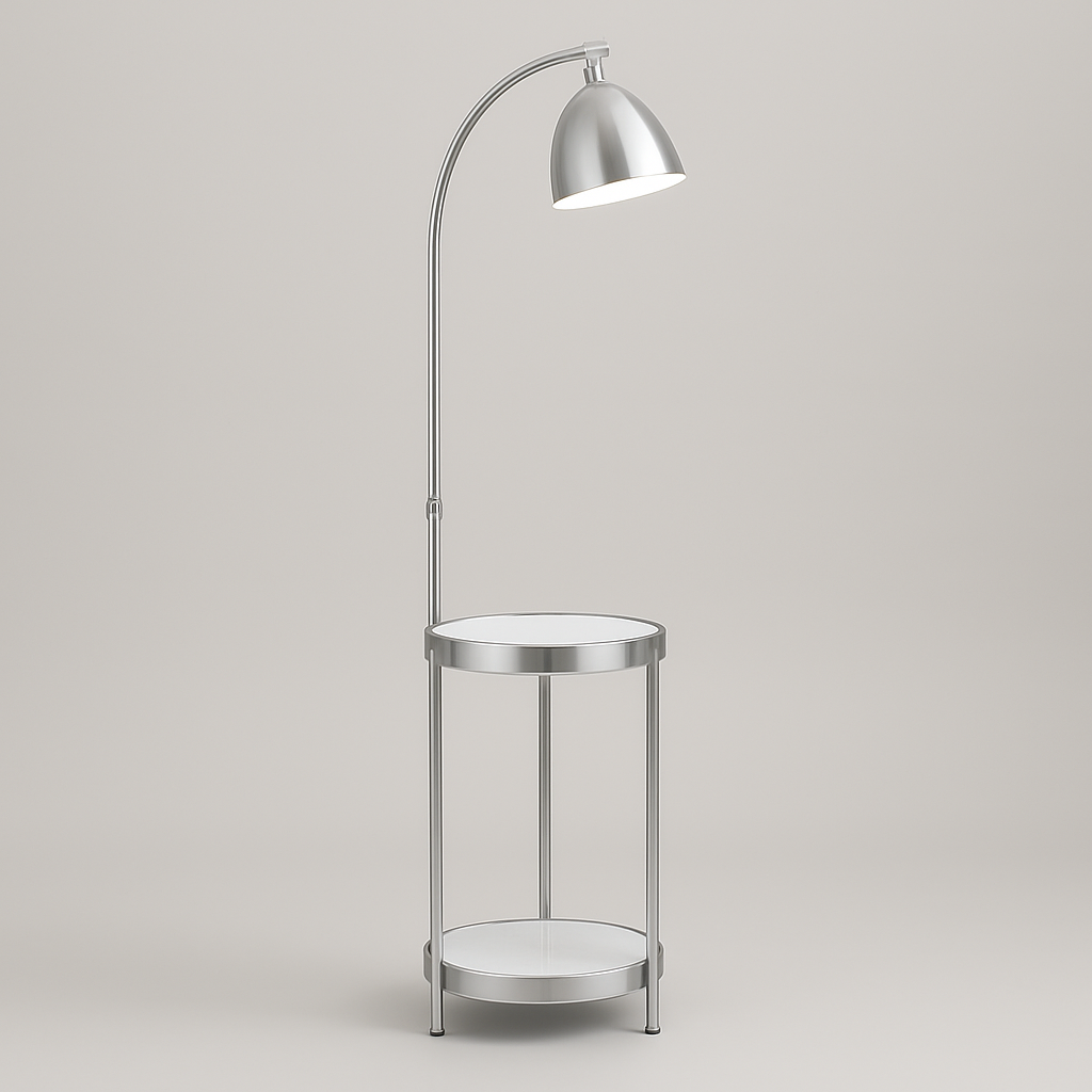 Торшер зі столиком хромовий з білим D-35 cm E14 Chrome Wall Lamp 210822-100000315