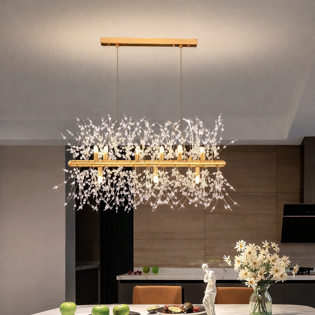 Підвісна люстра золота з намистинами L-91 cm G9x9 Gold Dandelion 260235-100007344