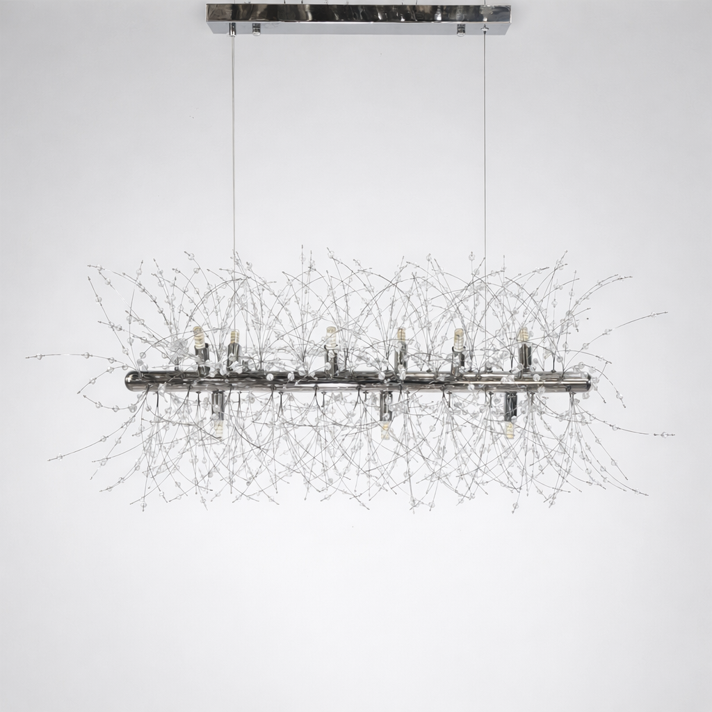 Підвісна люстра срібна з намистинами L-91 cm G9x9 Chrome Dandelion 260235-100007345