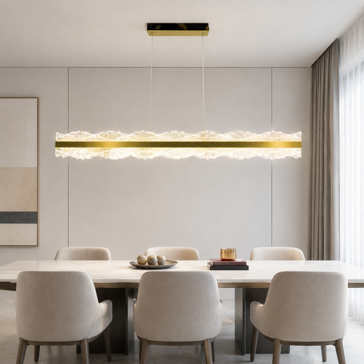 Видовжені люстри L-100 cm / L-120 cm Led 3000K-6000K Gold Ice Wave 260818-100008769