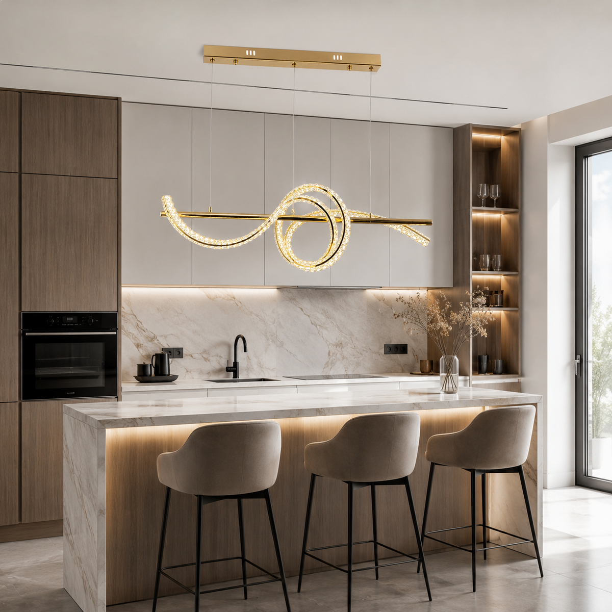 Підвісна люстра золота L-120 cm Led 80W 3000K-6000K Gold Crystal 260688-100008275