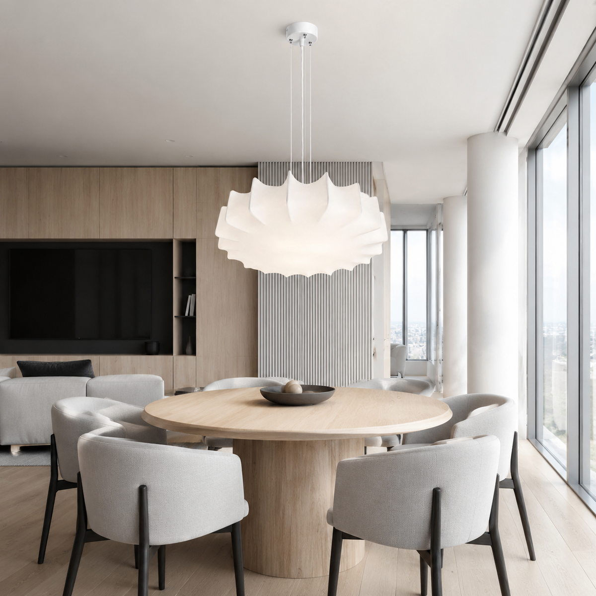 Підвісна люстра біла D-73 cm E27 White Lightness 260944-100008777