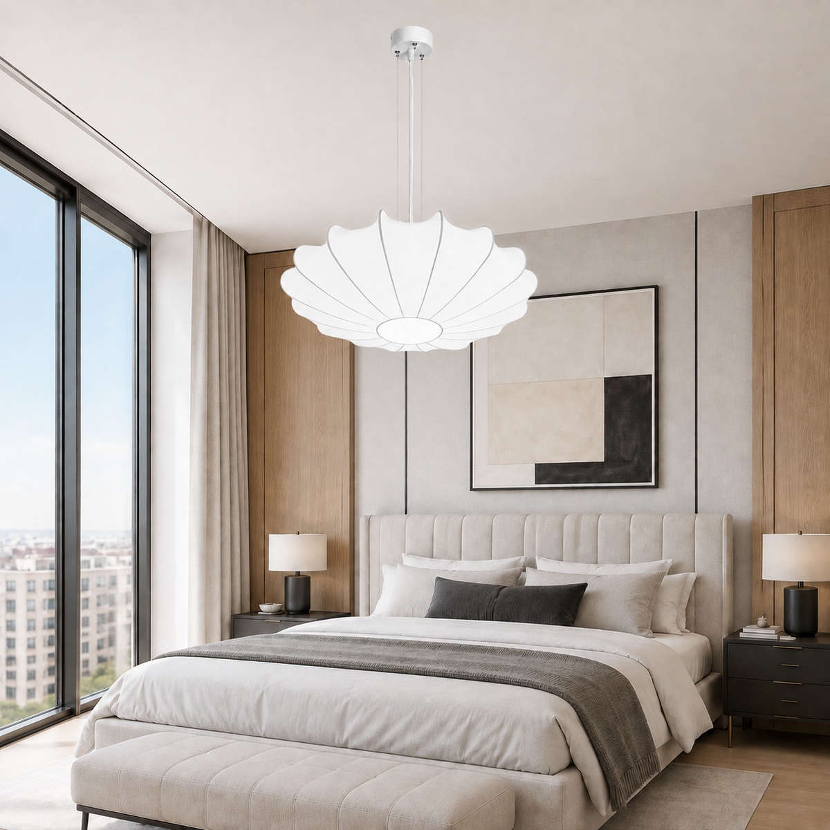 Підвісна люстра біла D-60 cm E27 White Lightness 260944-100008778