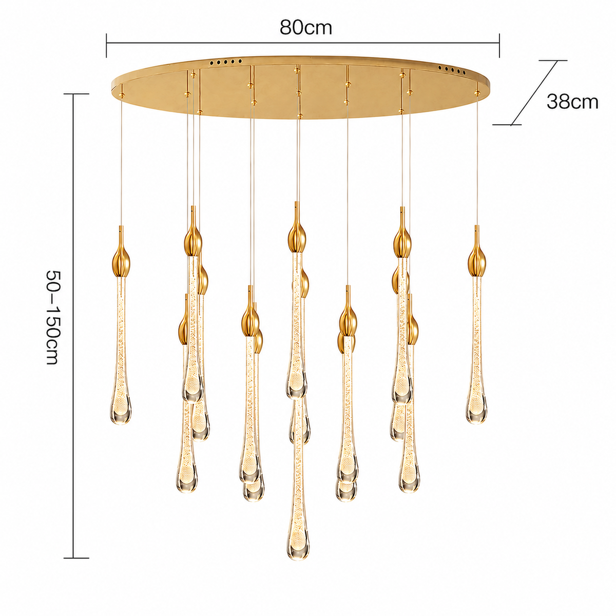 Каскадні люстри золоті L-60 cm / L-80 cm Led Gold Drop 260758-100008323