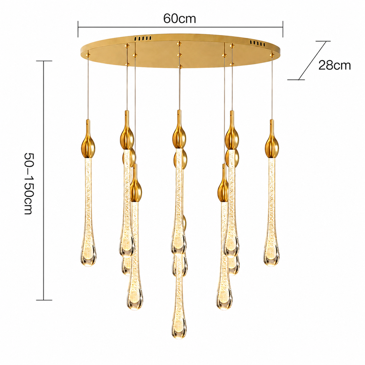 Каскадні люстри золоті L-60 cm / L-80 cm Led Gold Drop 260758-100008323
