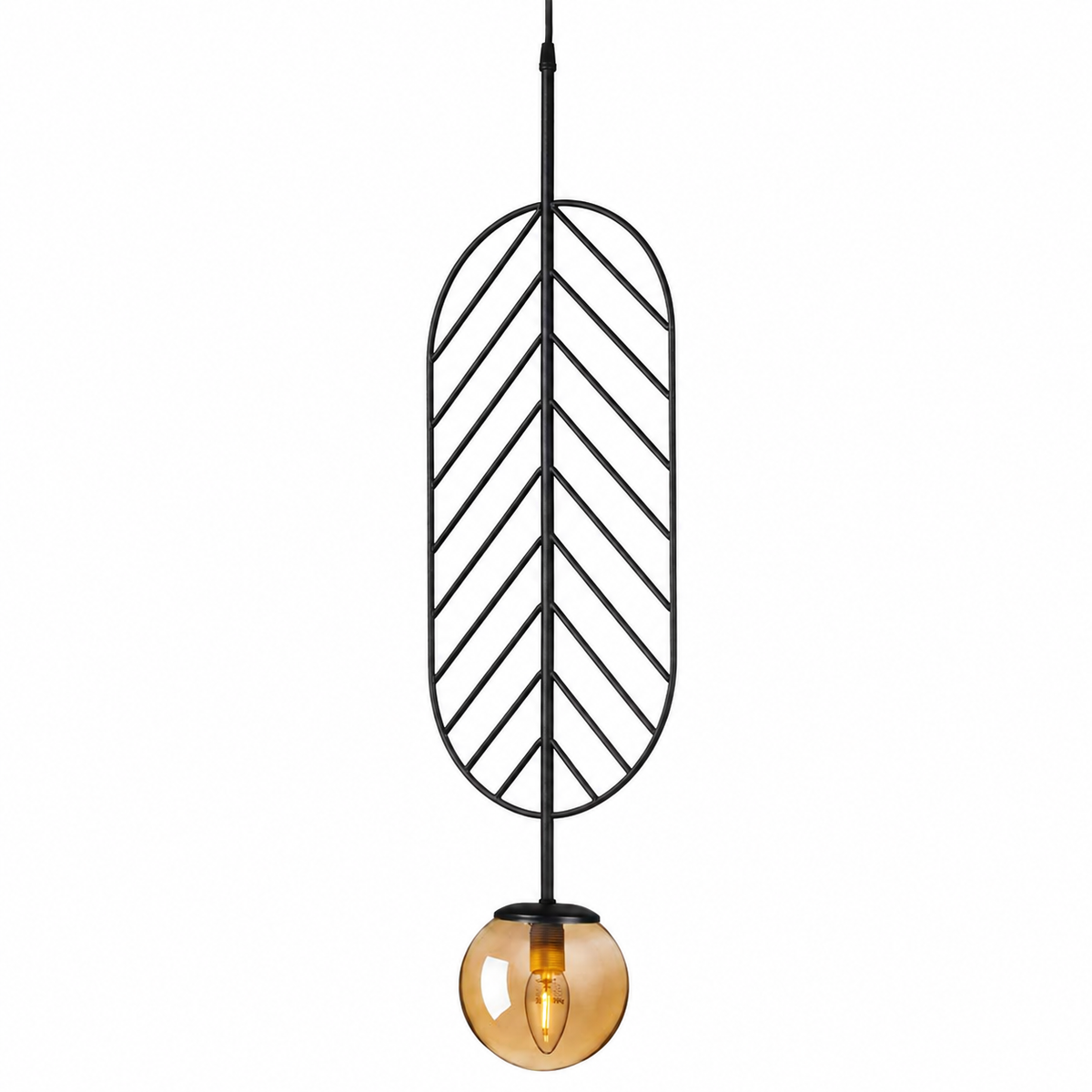 Підвісний світильник H-75 cm E14 Black+Amber Leaf 260944-100008781