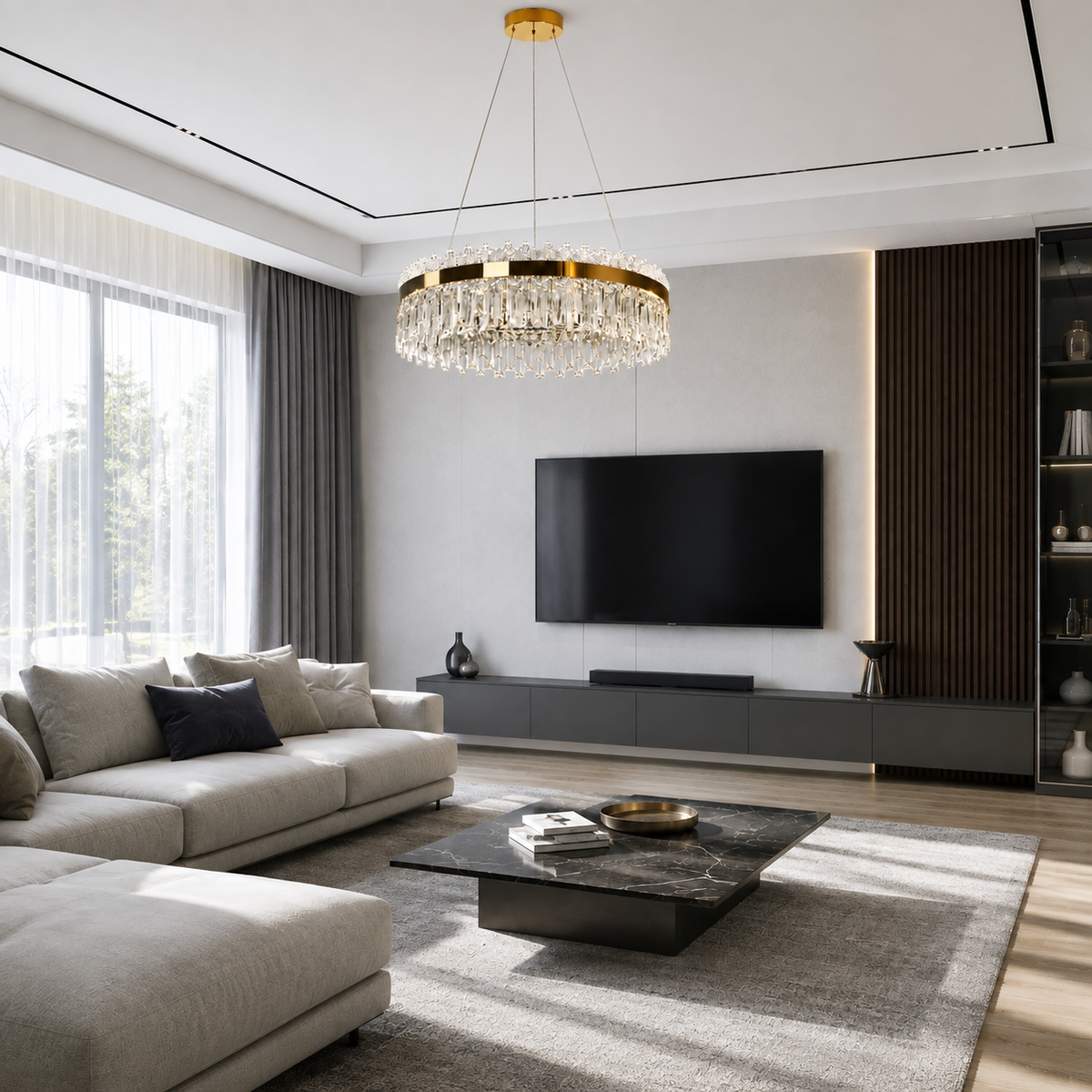 Підвісні люстри золоті D-60 cm / D-80 cm Led Gold Crystal 260817-100008511
