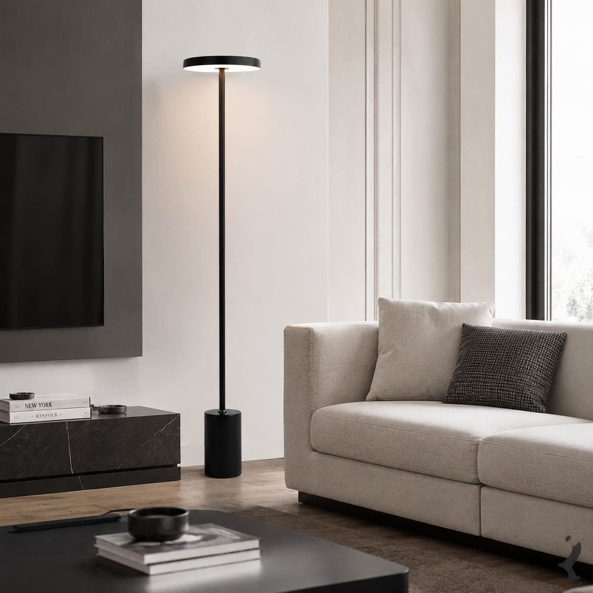 Торшери з пультом управління H-130 cm D-25 cm Led Black+Brown Marfa 260758-100008335