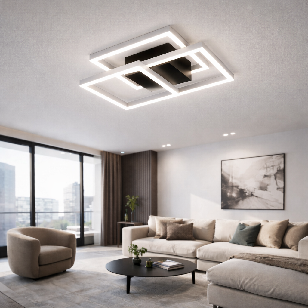 Стельова люстра біло-чорна L-50 cm Led 100W 3000K-6000K White+Black Square 260260-100007377