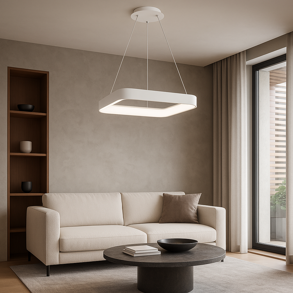 Підвісна люстра біла світлодіодна L-60 см Led 80W White Strict squares 250962-100002065