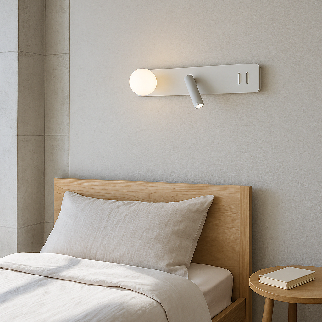 Настінний світильник білий з плафоном та спотом L-40cm Led+G9 White Bollo 250918-100002071