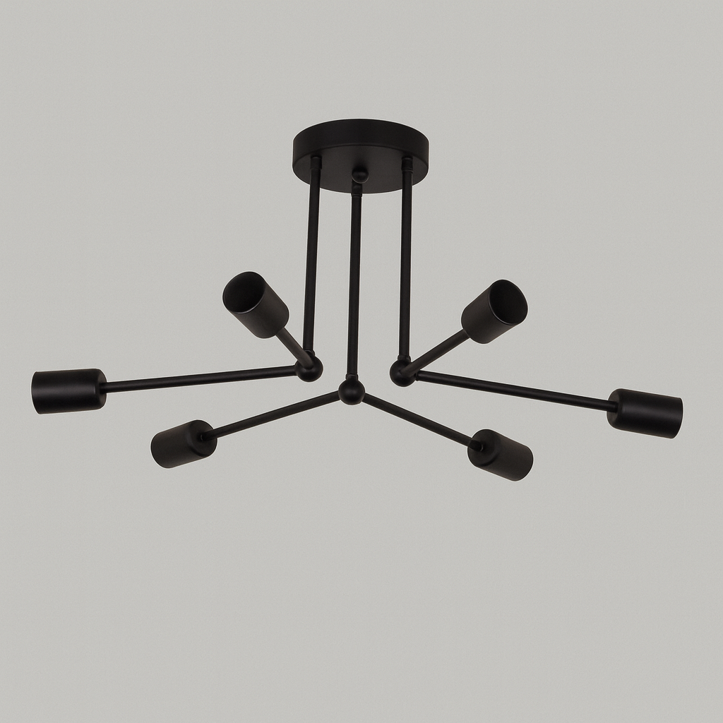Стельова люстра чорна D-60 cm H-25 cm E27*6 Black Spider 250962-100002080