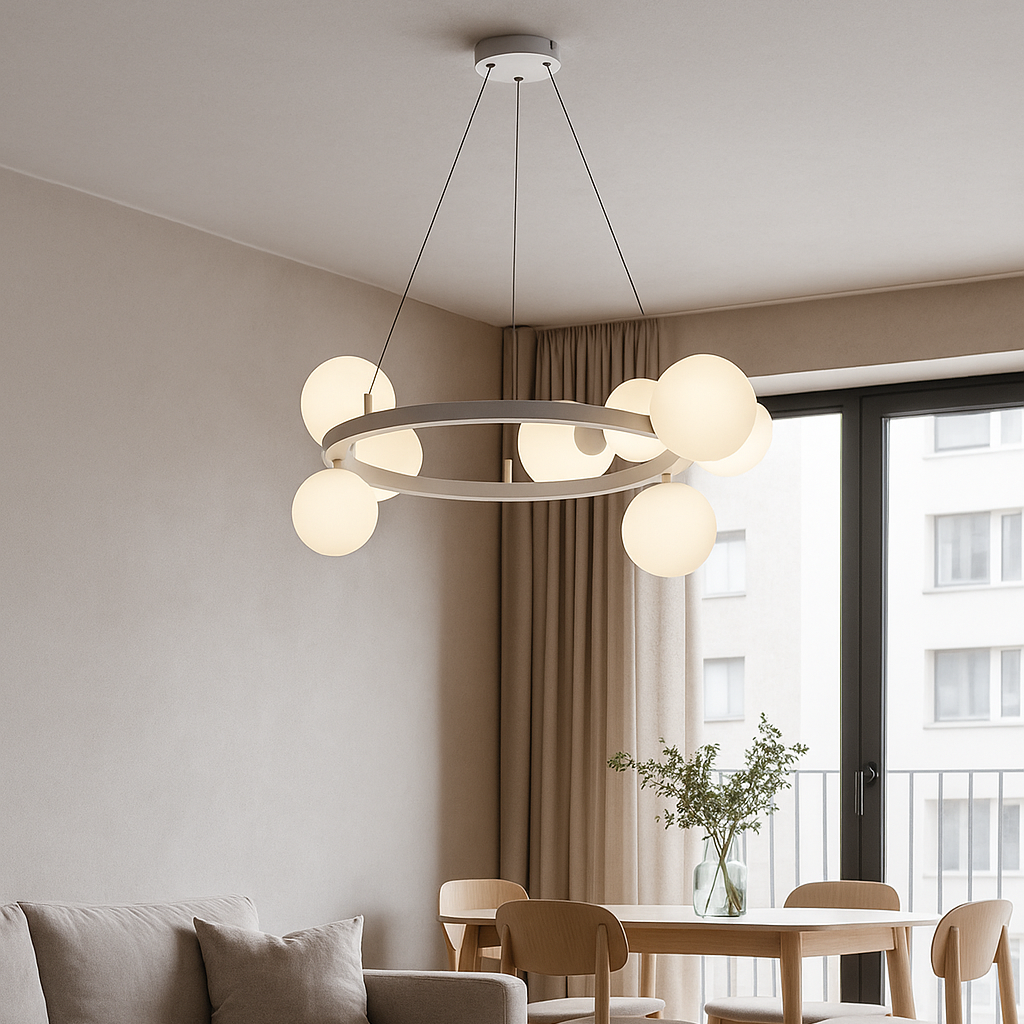 Підвісна люстра біла D-60 cm G9*9 White Bubbles 251118-100006496