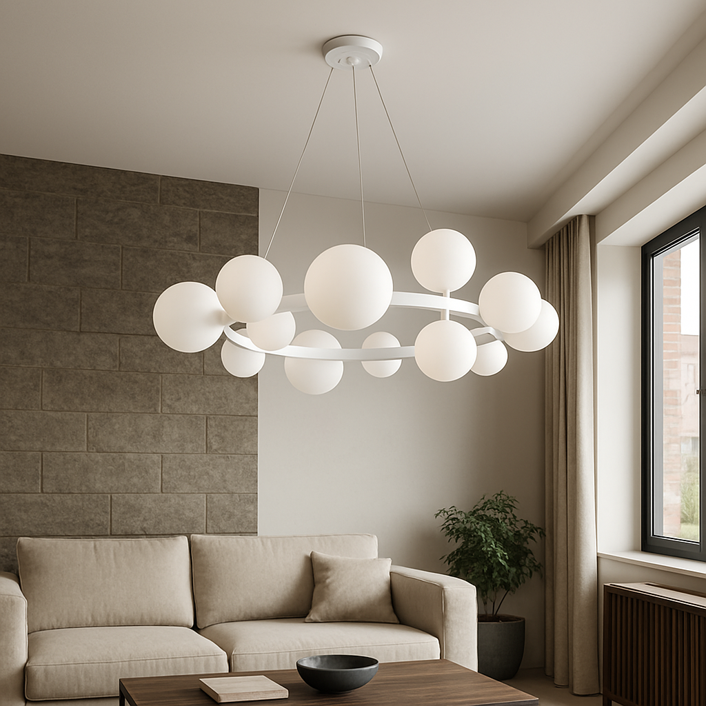 Підвісна люстра біла D-75 cm G9*15 White Bubbles 251118-100006498