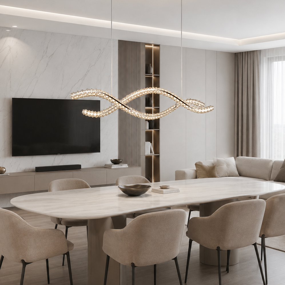 Люстра срібна хвиляста L-145 cm Led 136W Chrome Wave Crystal 260817-100008531