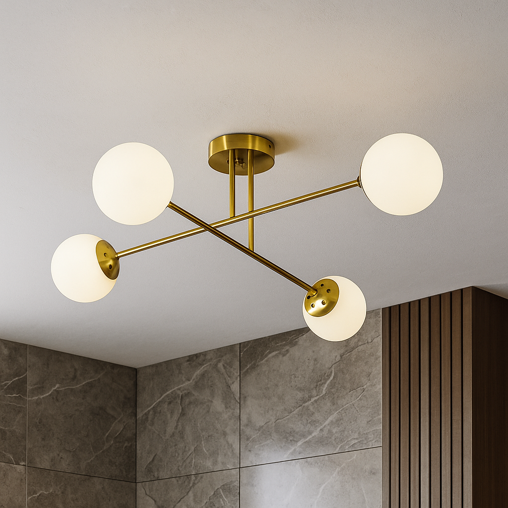 Люстра золота з білими плафонами L-73 cm H-25 cm E27*4 Gold Wendy 251118-100006508