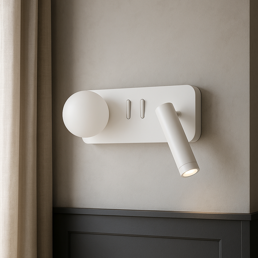 Настінний світильник білий зі спотом правий L-20 cm Led 4.9W White Tube Bollo 250818-100005763