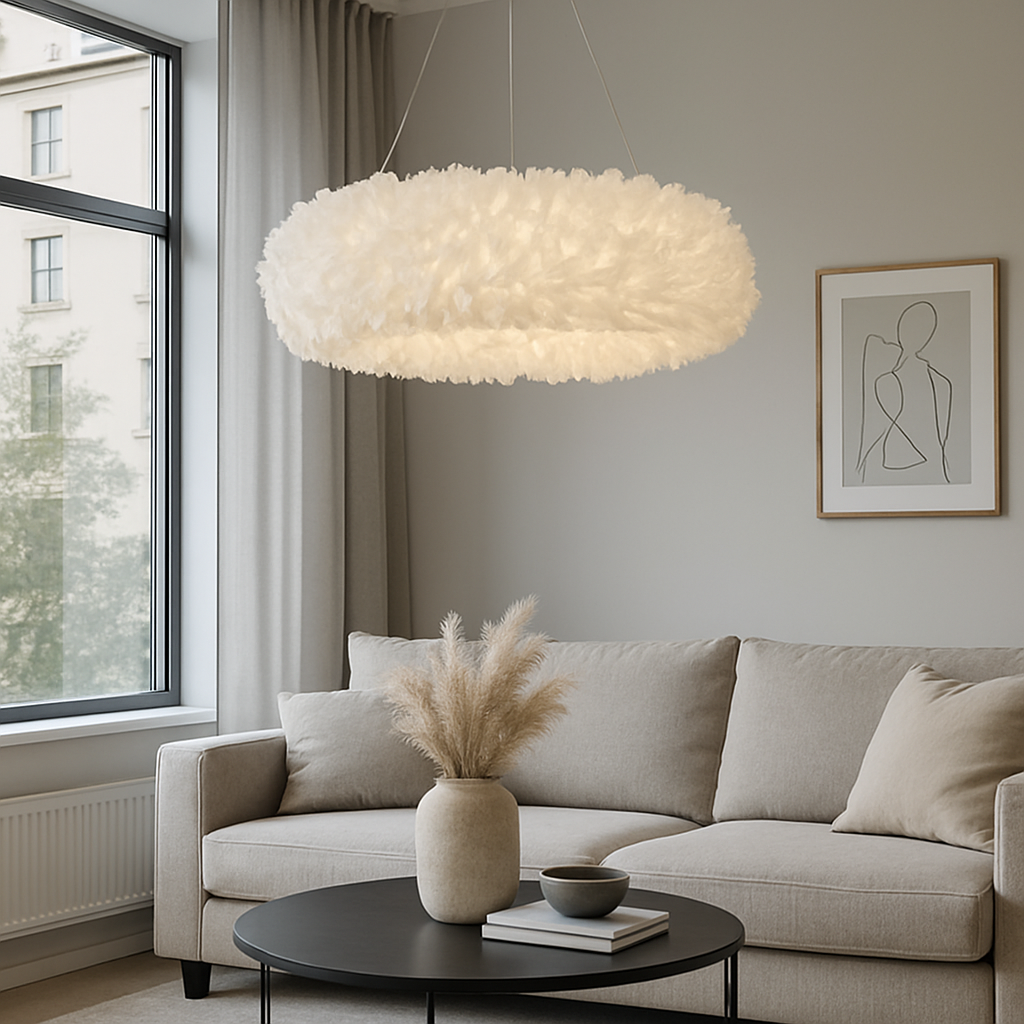 Підвісна люстра біла з пір'ям D-50 E27 White Pero Feather 251022-100006230
