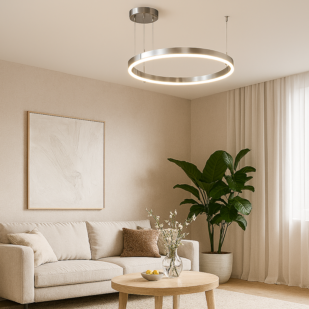 Люстра срібна з пультом D-60 cm 37W / D-80 cm 62W Chrome Kukho Circle 250819-100005754