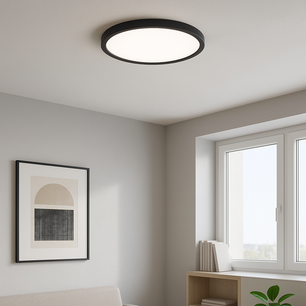 Стельовий світильник ультратонкий чорний світлодіодний D-30 cm H-3 cm IP54 Led 24W Black Circle 250940-100006035