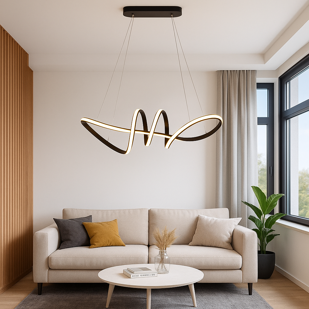 Люстра підвісна чорна геометрична L-72 cm Led 47W 4000K Black Geometry 250980-100006040