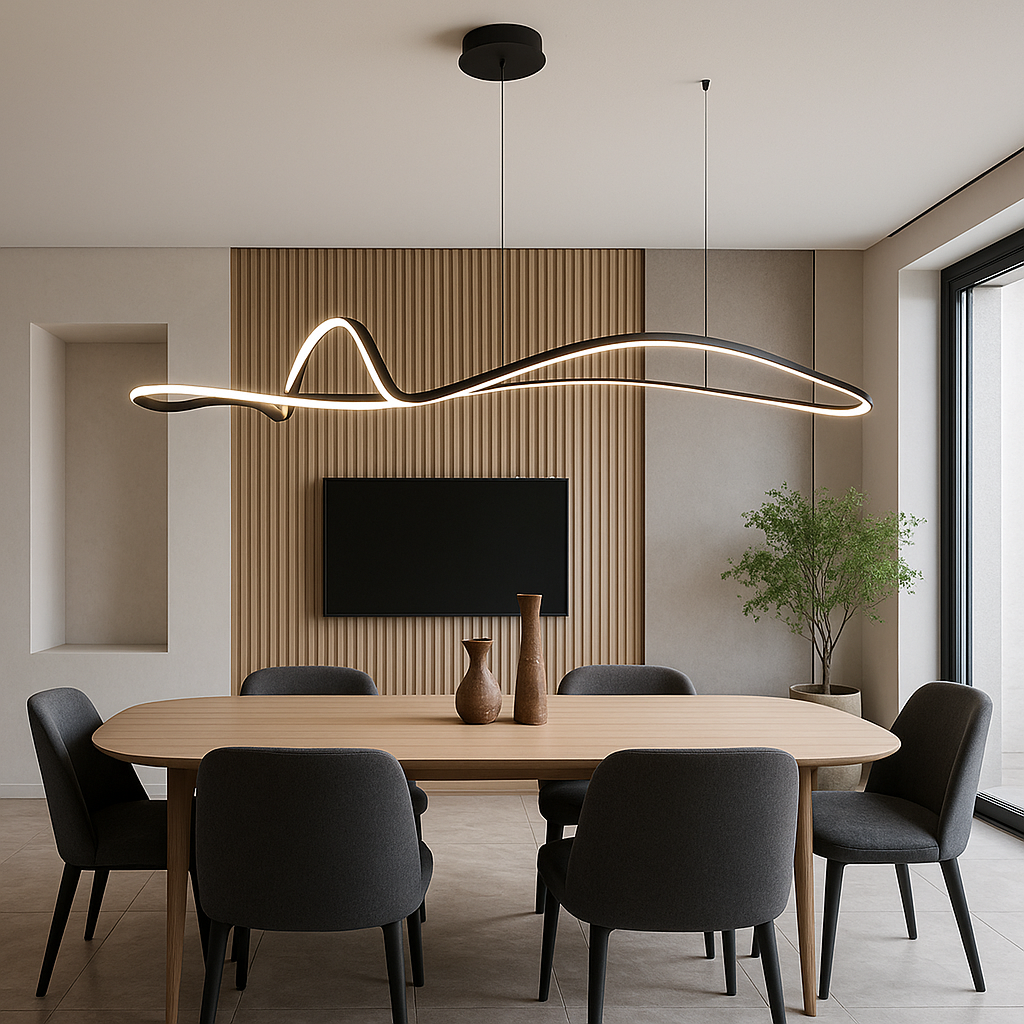 Підвісні люстри чорна хвиля L-100 cm / L-120 cm Led 4000K Black Wave 250918-100006042