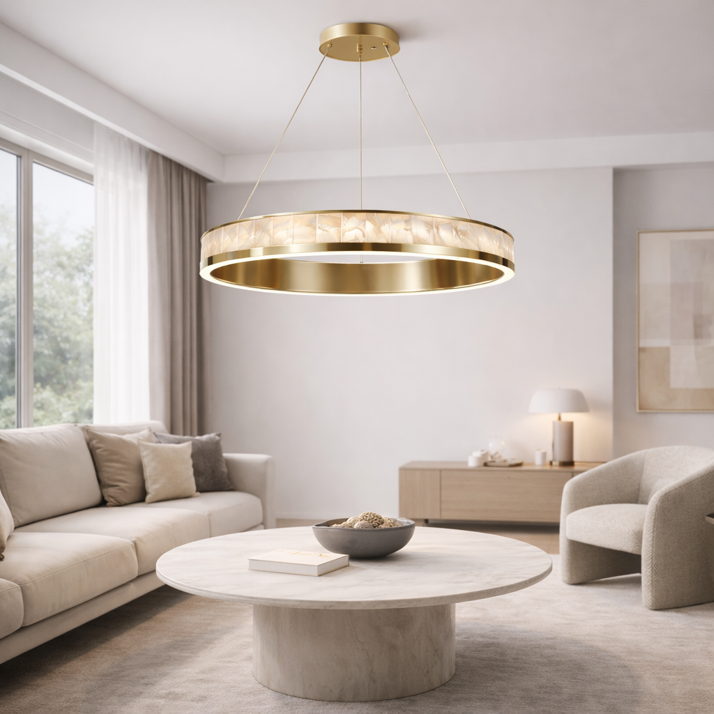 Підвісні люстри золоті D-60 cm / D-80 cm Led 3000K-6000K Gold Nacre 260418-100007764