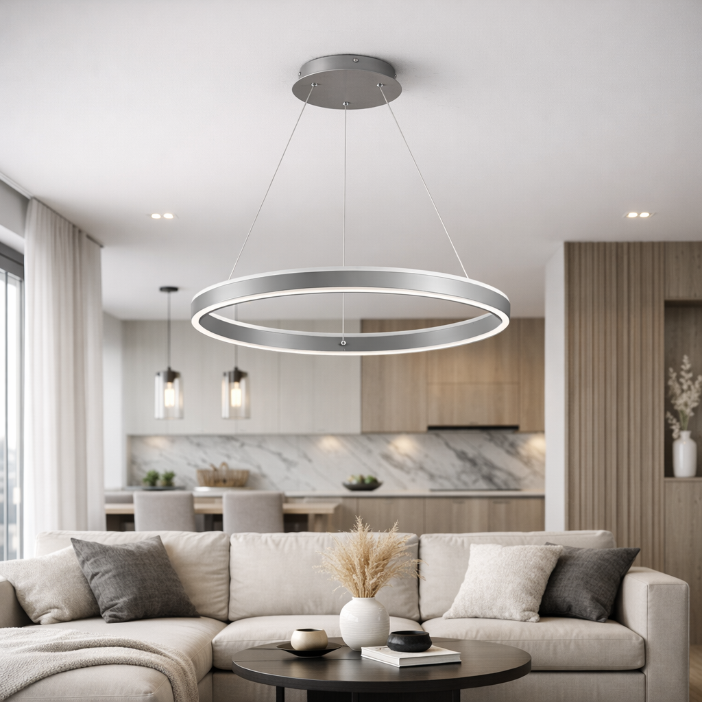 Підвісні люстри сірі з пультом D-40 cm / D-60 cm Led 3000K-6500K Grey Kukho 260275-100007444