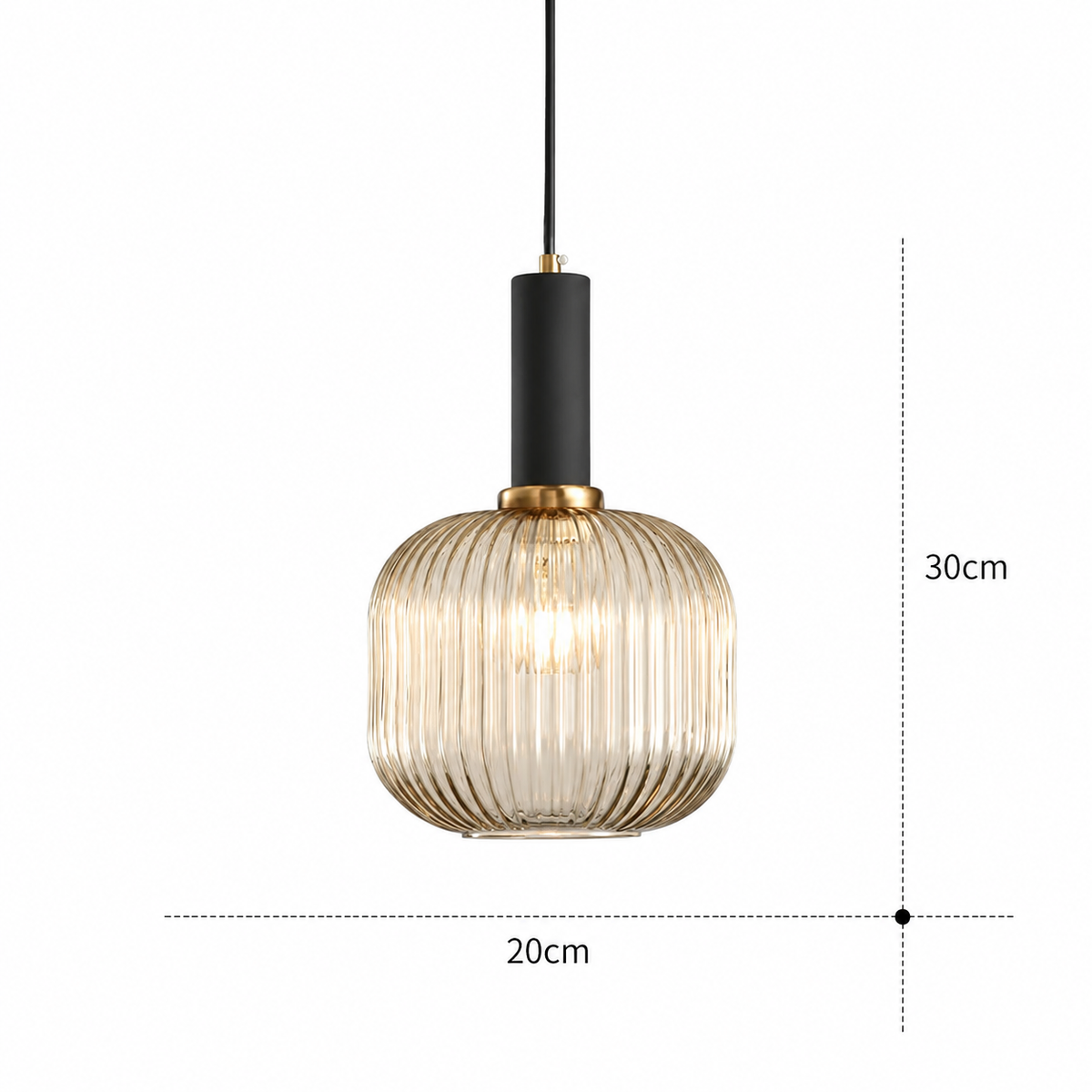 Підвісний світильник бурштиновий D-20 cm H-30 cm E27 Amber+Black Garden lamp 260758-100008378