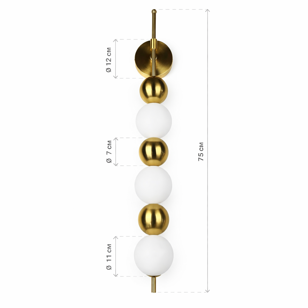 Настінний світильник золотий H-75 cm Led 28W 4000K Gold+White Bead Pearl 251118-100006512