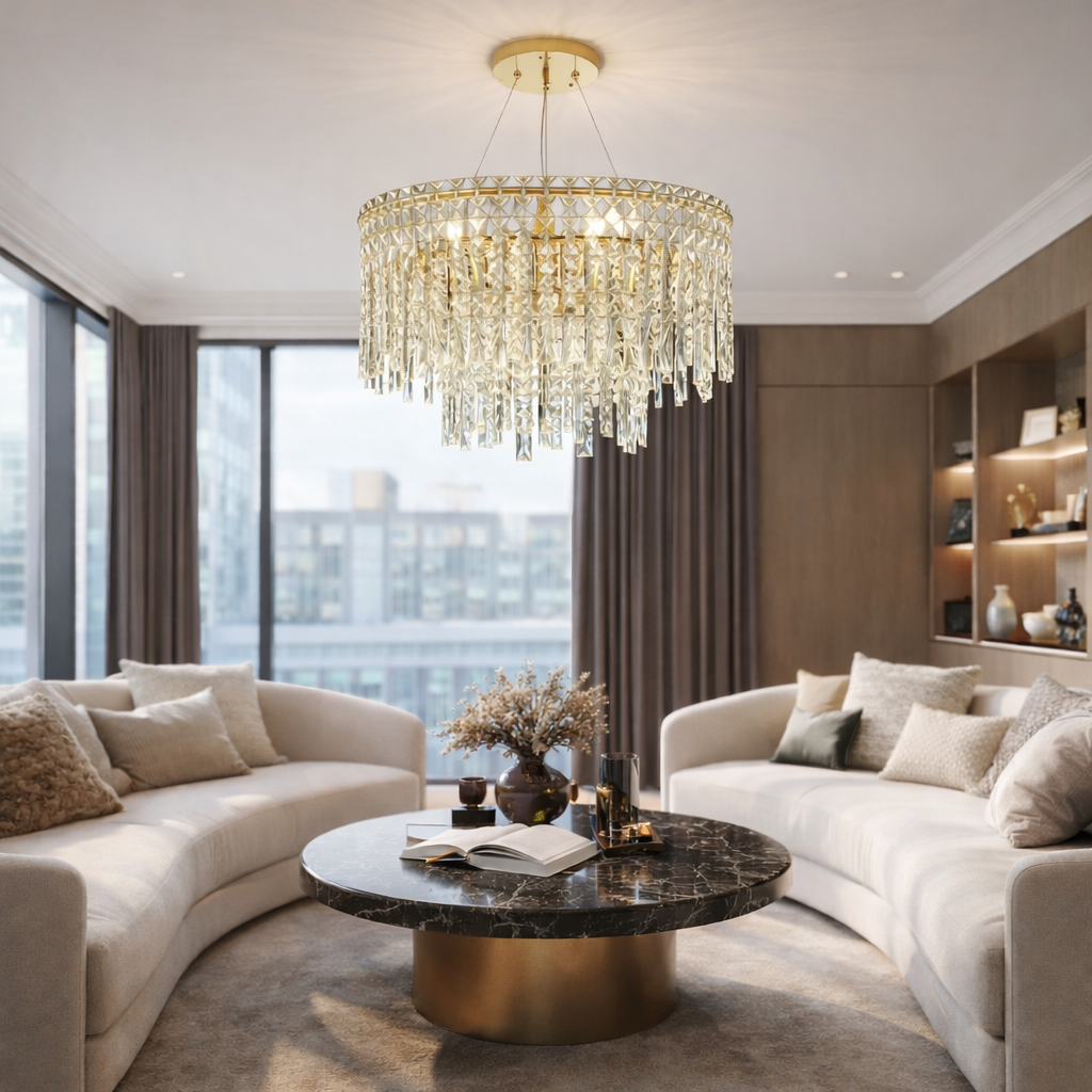 Підвісна люстра золота D-60 cm E14 Gold Crystal Crown 260288-100007526
