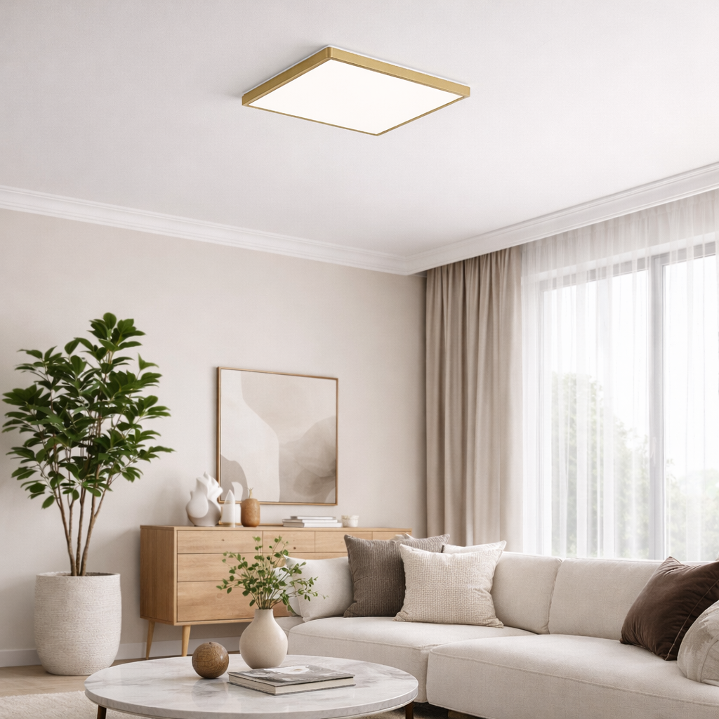 Стельова люстра золота H-2.5 cm L-40 cm Led 50W 4000K Gold Square 260240-100007551