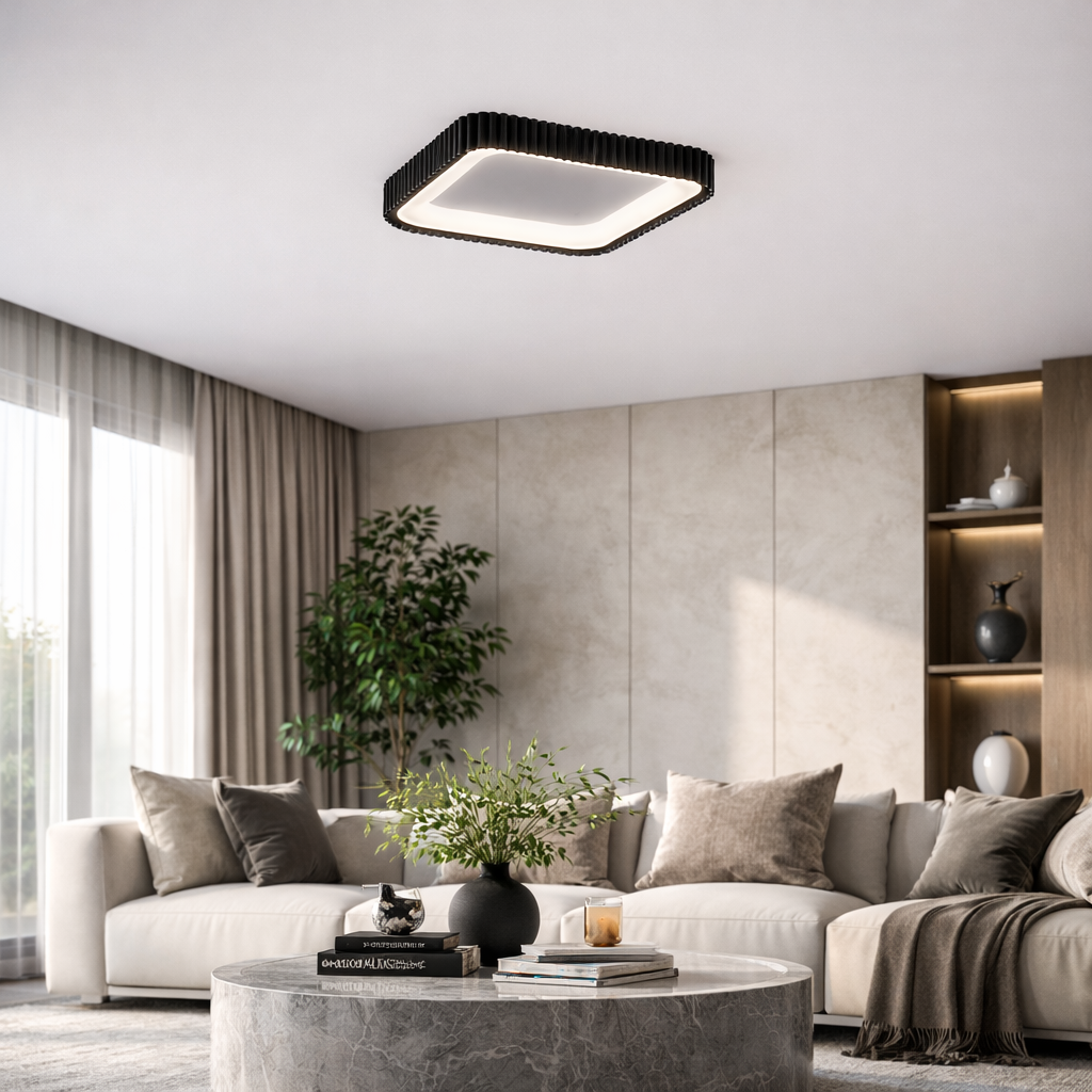 Стельова люстра чорна L-49 cm Led 88W 3000K-6500K Black Gofre 260248-100007398