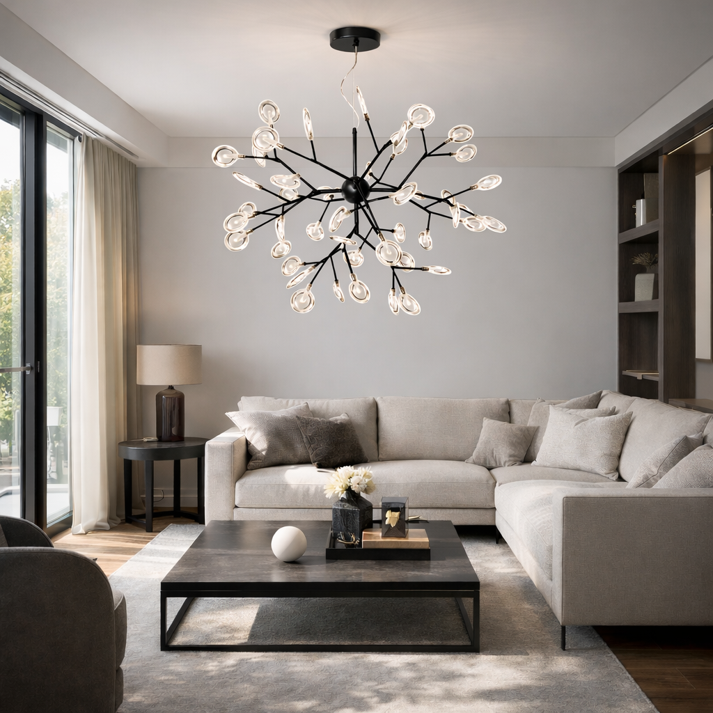 Підвісна люстра чорна D-75 cm G4*45 Black Tree 260242-100007389
