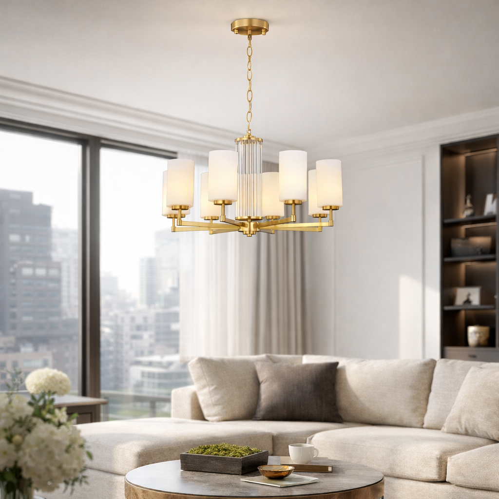 Підвісна люстра золота D-75 cm Е27*8 Gold Candle 260320-100007597