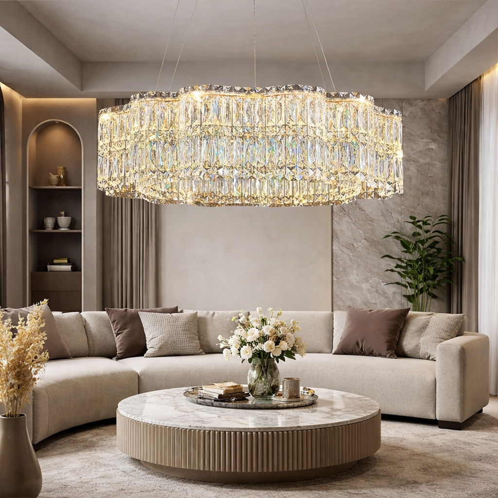 Підвісні люстри золоті D-50 cm / D-80 cm / D-100 cm Led Gold Crystal 260322-100007608