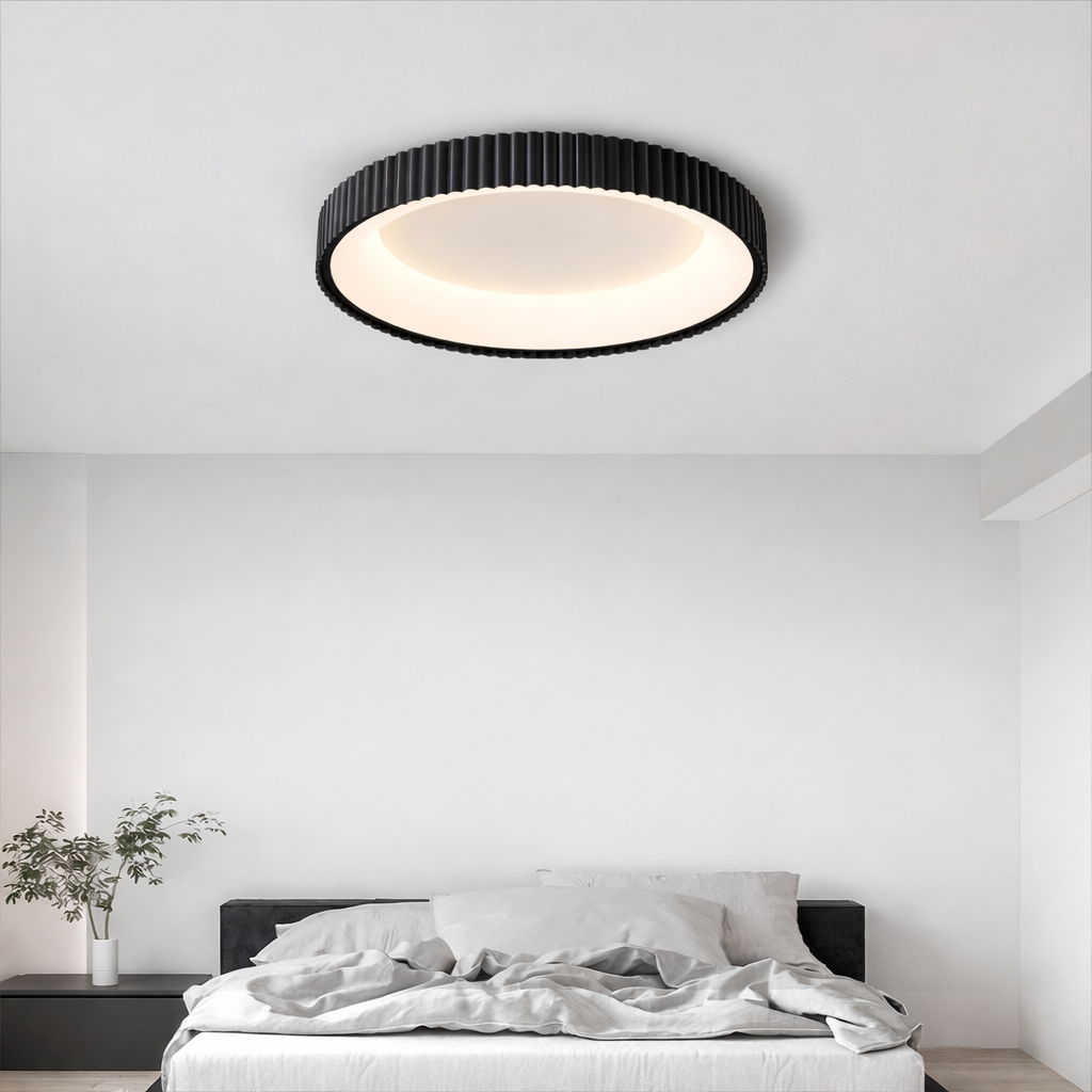 Стельова люстра чорна D-49 cm Led 72W 3000K-6500K Black Gofre 260248-100007397
