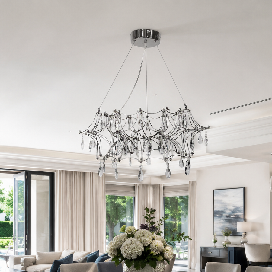 Підвісні люстри срібні D-65 cm / D-80 cm Led 3000K-6000K Chrome Rain 260518-100008021