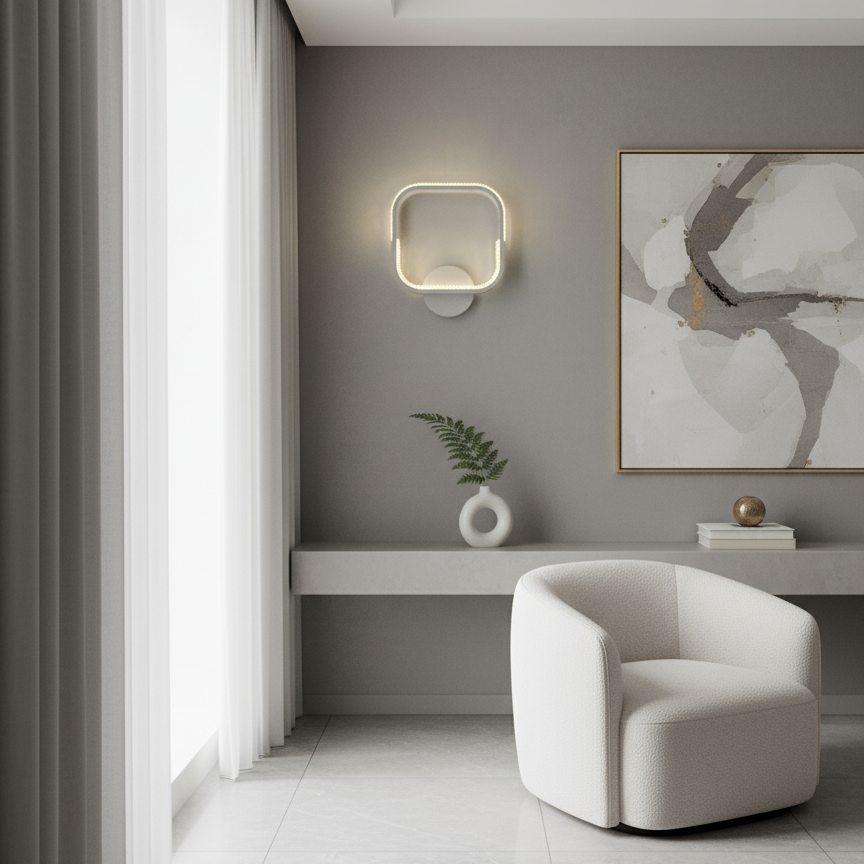 Настінний світильник білий L-25 cm H-30 cm Led 22W 3000-6000K White Arka lamp 251174-100006644