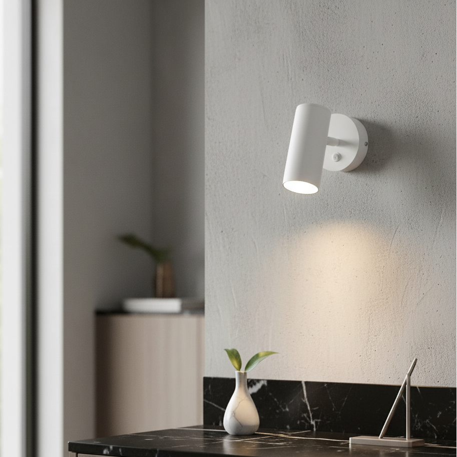 Настінний світильник білий з вимикачем H-18 cm E27 White Spot 251141-100006571