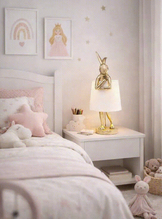 Настільна лампа кролик H-44 cm E27 Gold+White Bunny 260247-100007418