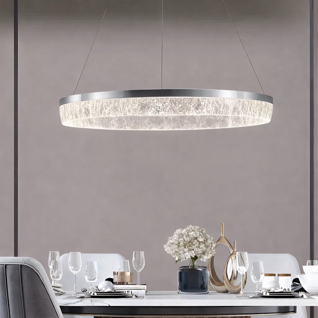Підвісна люстра срібна D-60 cm Led 100W Chrome Ice 260219-100007446