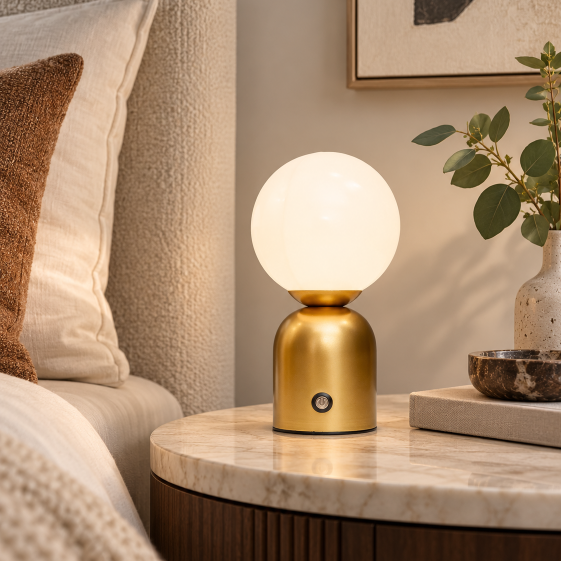 Акумуляторна настільна лампа золота сенсорна H-22 cm Led 3000K-6000K Gold Bollo 261031-100009089