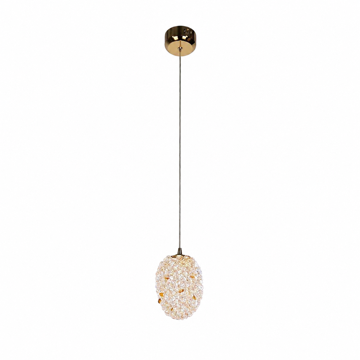 Підвісна люстра золота з декоративним камінням D-12 cm Led 14W 3000K-6000K Gold+Clear Luxury ball 260618-100008051