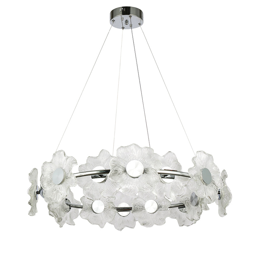 Люстри підвісні срібні з квітками D-60 cm / D-80 cm Led 20W / 22W Chrome Flowers Jelly 250831-100005831