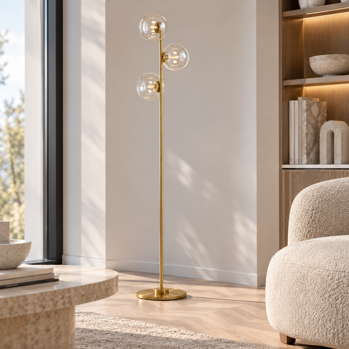 Підлоговий торшер золотий H-175 cm G9 Gold+Clear Bollo 261077-100009114